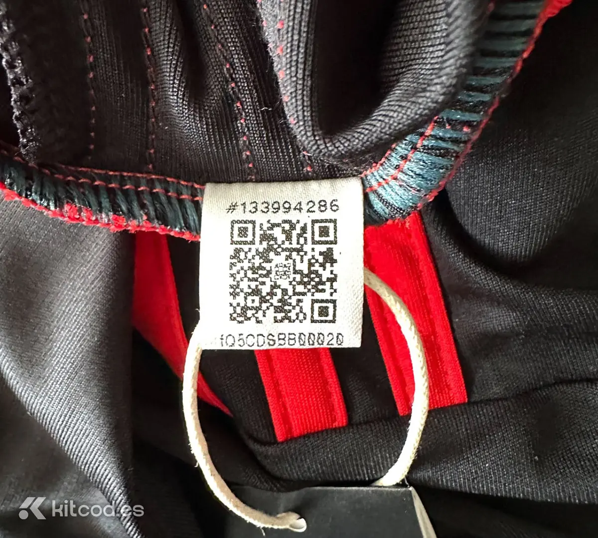 Adidas Data Matrix barcode on back of product code label for logistics and authentication tracking